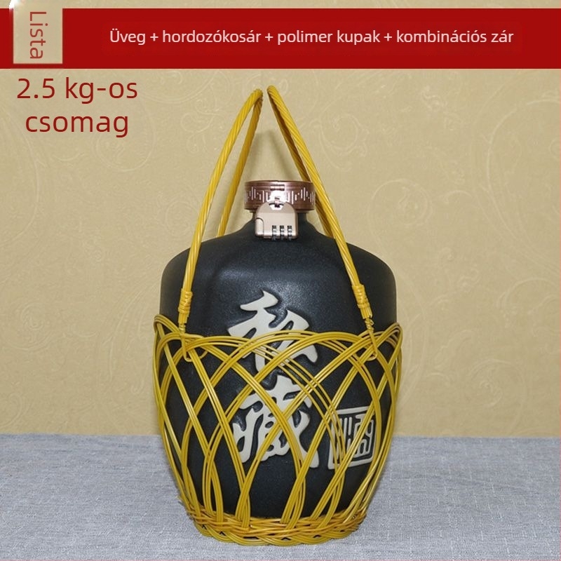 25 kg kerámia likőrrüveg, üres, kínai stílusú háztartási használatra, retro kis zárt edény