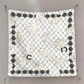 90×90 cm-es poliészter négyszögletes sál rózsaszín kockás mintával, twill szövés, UV-védelem utazáshoz