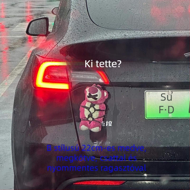 Strawberry Bear autó hátsó dekoráció – függő dísz a csomagtartóhoz, autókhoz, motorkerékpárokhoz és elektromos járművekhez