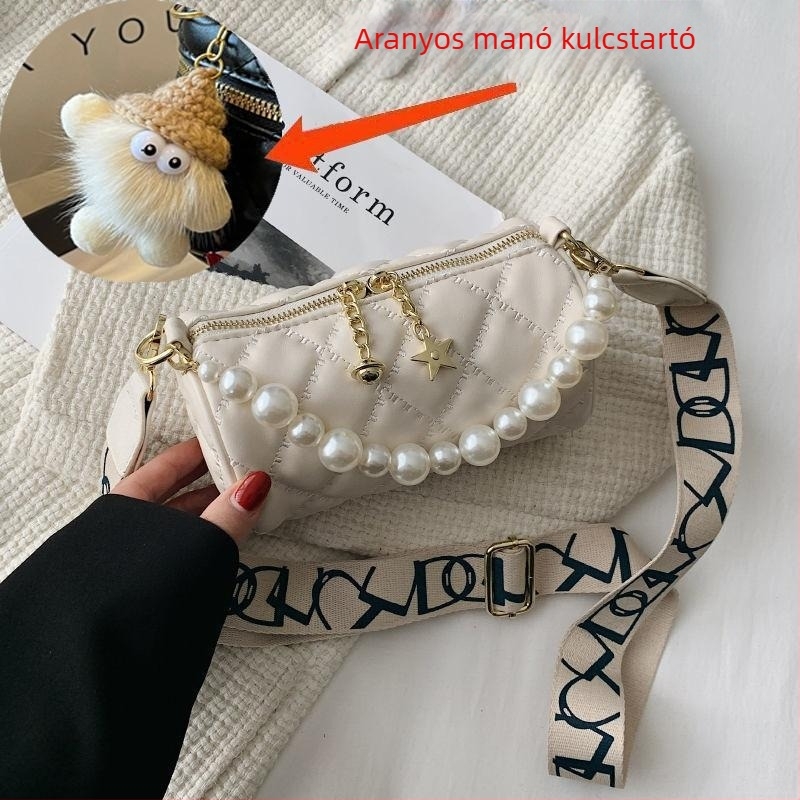 Női mini válltáska gyöngy lánccal, nyár, hengeres forma