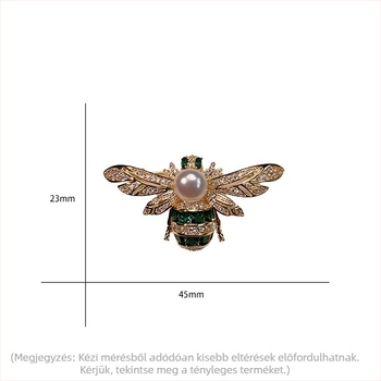 Női méh- és gyöngy brooch, vastag aranyozott fém