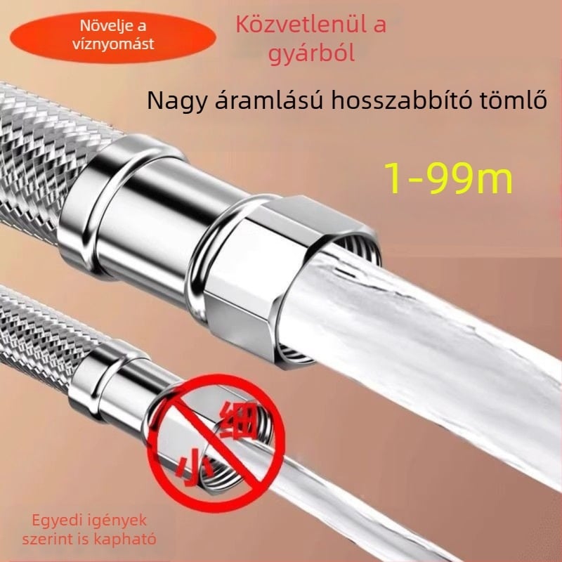 Testreszabott 304 rozsdamentes acél szövött tömlő, 1/2 hüvelyk, robusztus robbanásbiztos rugalmas csatlakozó vízmelegítőhöz – forró és hideg víz bemenet
