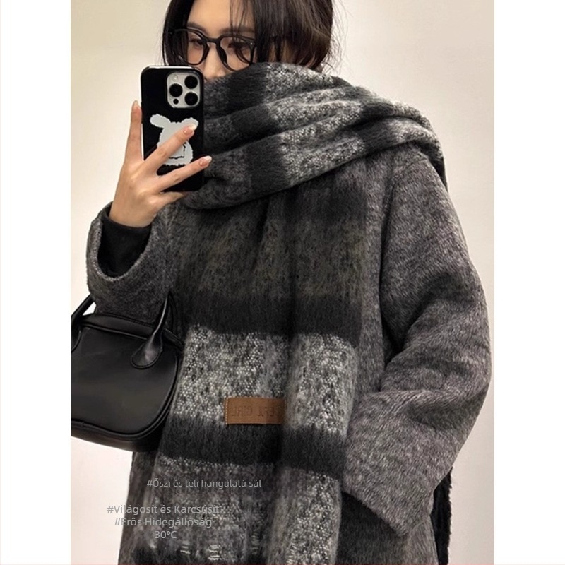 Női téli sál, koreai-brit stílus, elegáns és sokoldalú diáklányok számára, magas minőségű niche divat