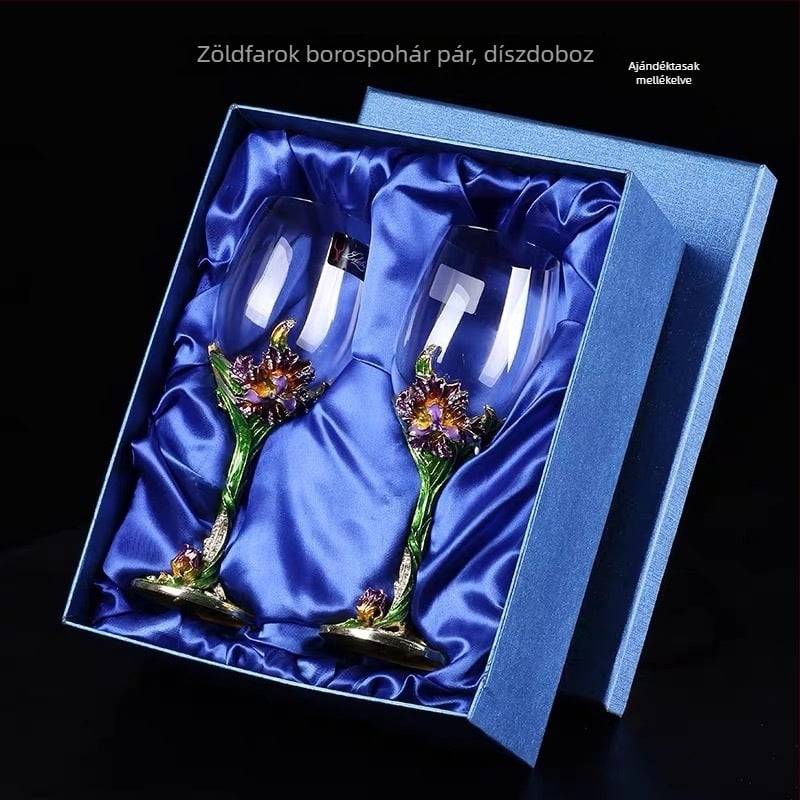 Hua Zhengyan Klasszikus iris zománc pirosboros pohár kristály decanterrel – 5 részes készlet, nordic stílusú italkészlet