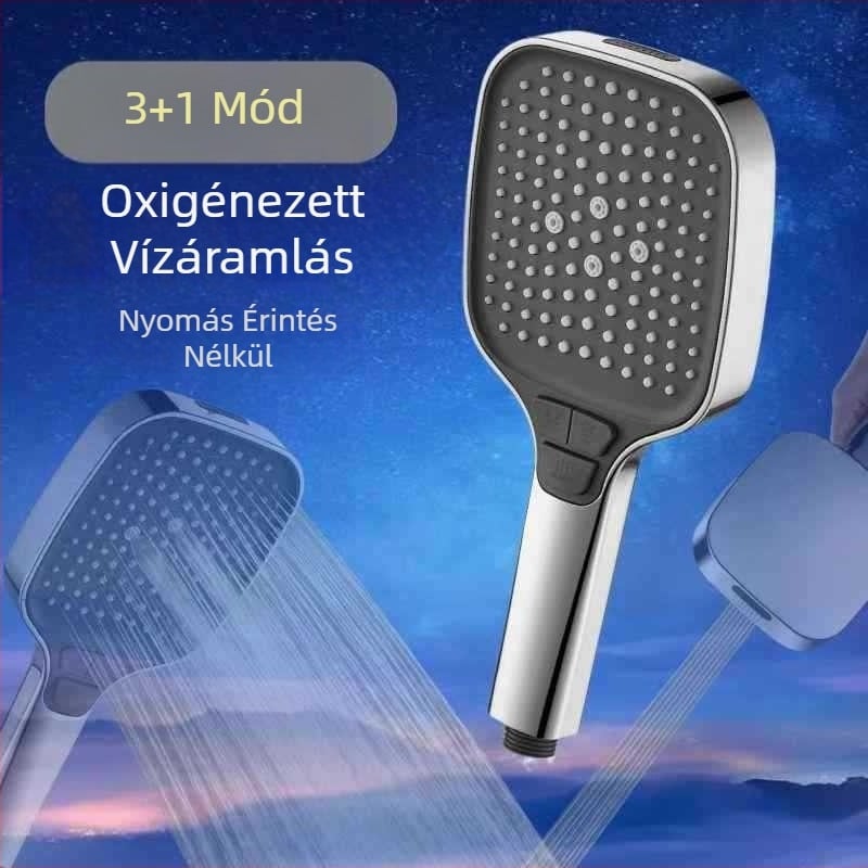 Nyomásnövelő zuhanyfej fürdőszobai vízmelegítővel, falra szerelhető, ABS anyag