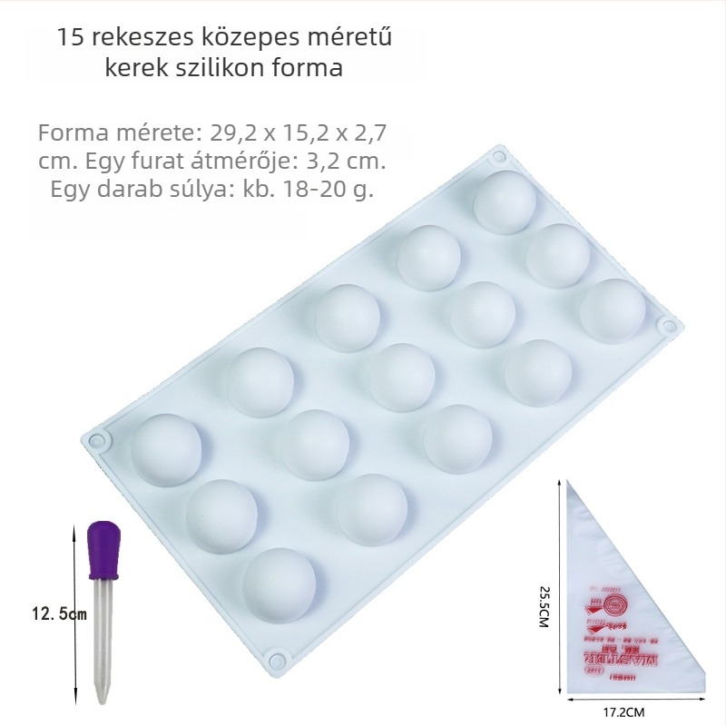 Gömb alakú szilikon forma mousse tortákhoz folyadékos töltéssel; gömbölyű jéggolyó forma csokoládé cukorkákhoz
