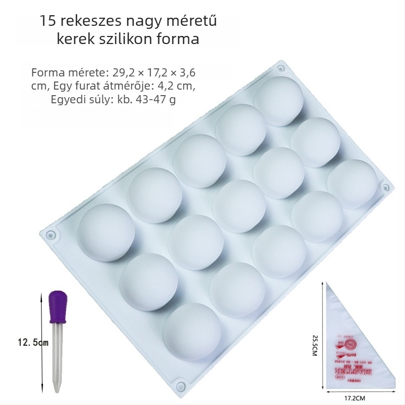 Gömb alakú szilikon forma mousse tortákhoz folyadékos töltéssel; gömbölyű jéggolyó forma csokoládé cukorkákhoz