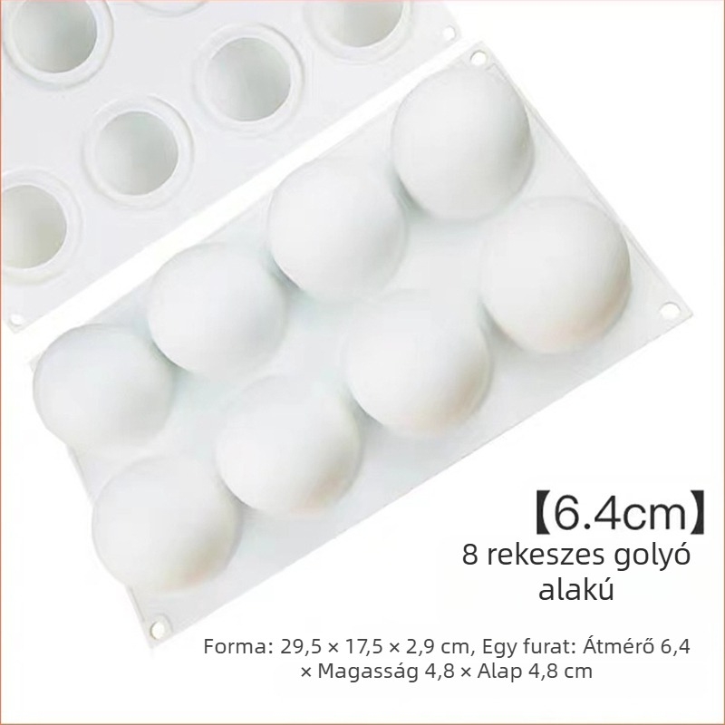 Gömb alakú szilikon forma mousse tortákhoz folyadékos töltéssel; gömbölyű jéggolyó forma csokoládé cukorkákhoz