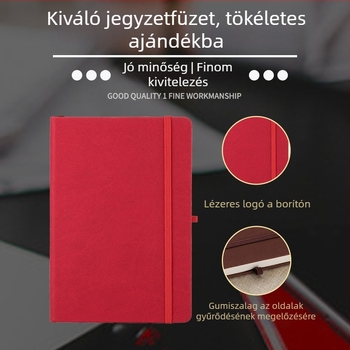 A5-ös notesz pánttal, PU bőr borítóval, nyomtatott logóval, 100 oldalas