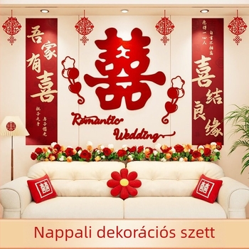 Esküvői hátteret díszítő szalagokkal készült dekorációs készlet a nappaliba és a hálószobába