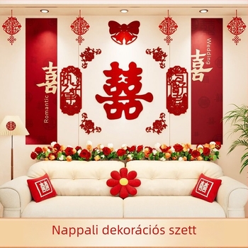 Esküvői hátteret díszítő szalagokkal készült dekorációs készlet a nappaliba és a hálószobába