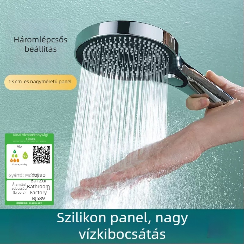 Kézi zuhanyfej örvény csillag mintával, gombos vezérléssel, nagy vízhozammal, esőzuhany funkcióval, nyomásos