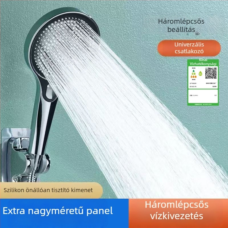 Kézi zuhanyfej örvény csillag mintával, gombos vezérléssel, nagy vízhozammal, esőzuhany funkcióval, nyomásos