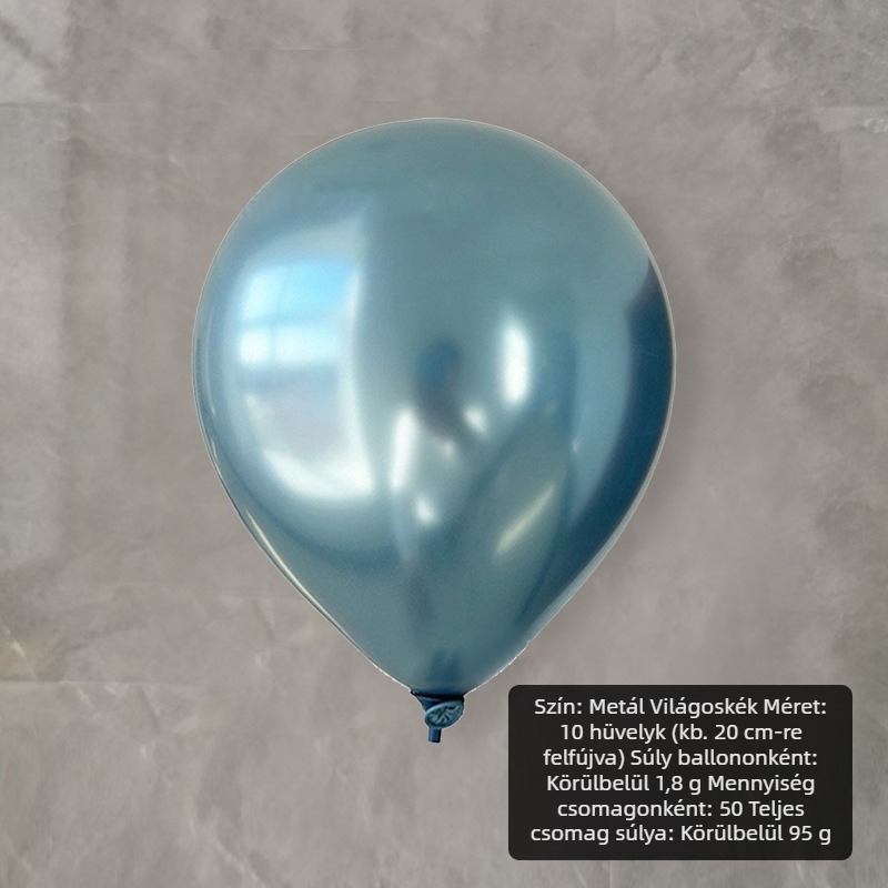 10 hüvelykes latex lufi, 1,8 g, fémes színekben: arany, ezüst, króm – esküvői és megnyitó ünnepségek dekorációjához