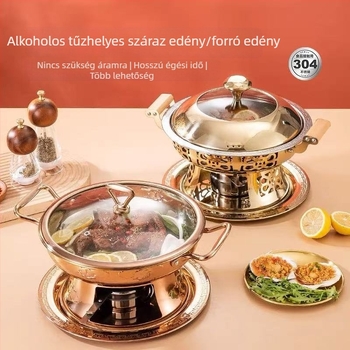 Kisméretű rozsdamentes acél hotpot alkoholtűzhellyel, egy személyes adag, koreai stílus, tapadásmentes