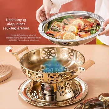 Kisméretű rozsdamentes acél hotpot alkoholtűzhellyel, egy személyes adag, koreai stílus, tapadásmentes