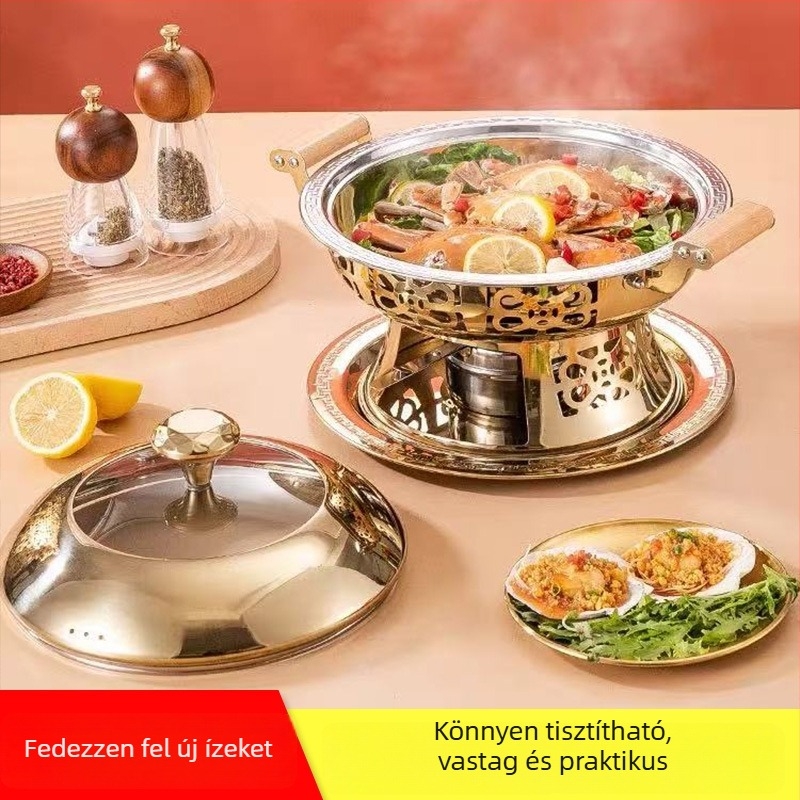 Kisméretű rozsdamentes acél hotpot alkoholtűzhellyel, egy személyes adag, koreai stílus, tapadásmentes