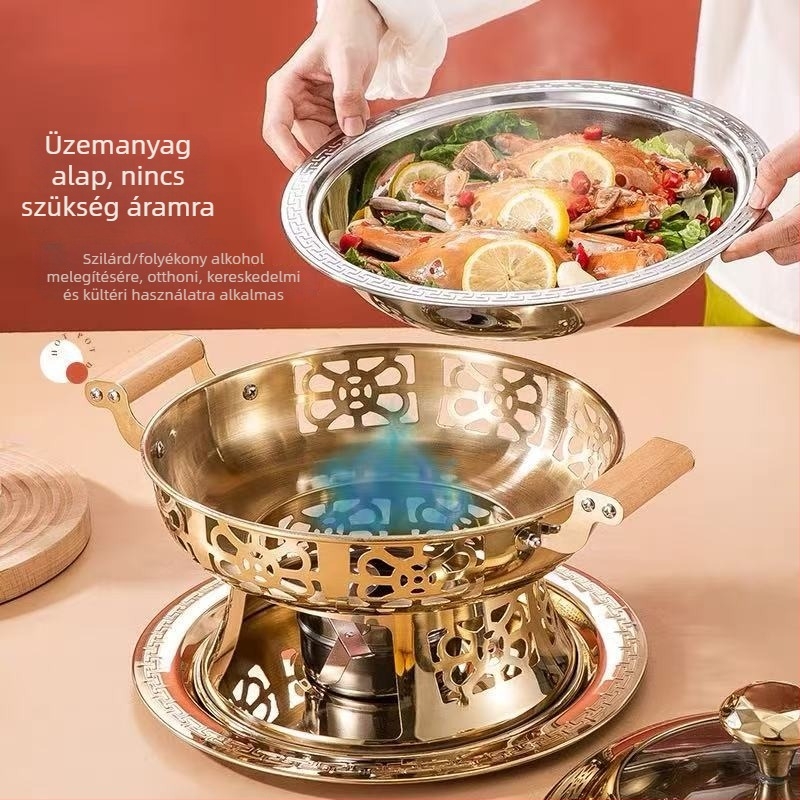 Kisméretű rozsdamentes acél hotpot alkoholtűzhellyel, egy személyes adag, koreai stílus, tapadásmentes