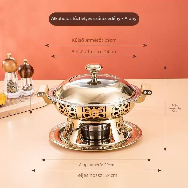 Kisméretű rozsdamentes acél hotpot alkoholtűzhellyel, egy személyes adag, koreai stílus, tapadásmentes