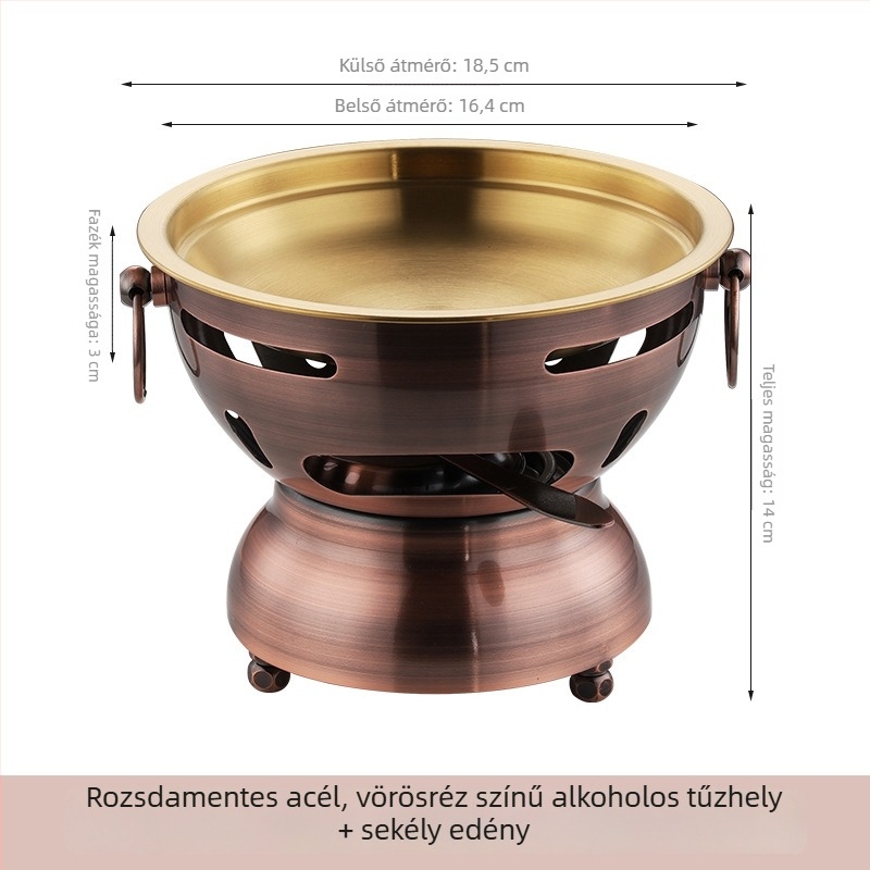 201 rozsdamentes acélból, vastagított mini fazék egy személyre, anti-spill funkcióval és szélvédett alkoholfőzővel