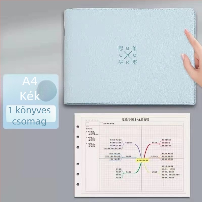 A4-es gondolattérkép notesz, üzleti stílusú, B5-formátum, négyzetrácsos papír, egyetemistáknak