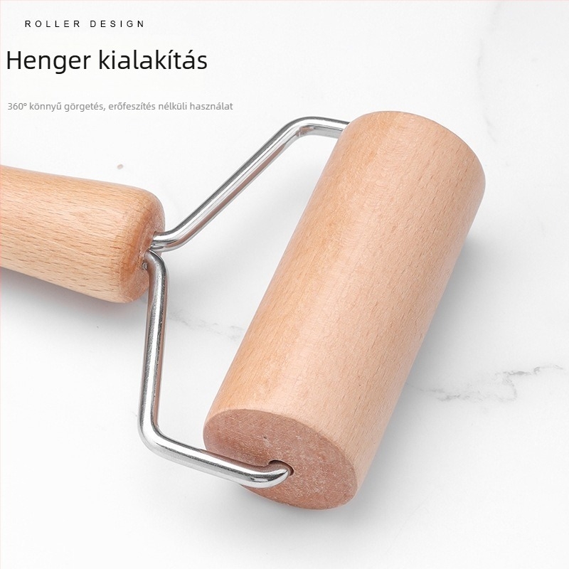 Két végű, fából készült nyújtófa fogantyúval – tészta és liszt nyújtásához