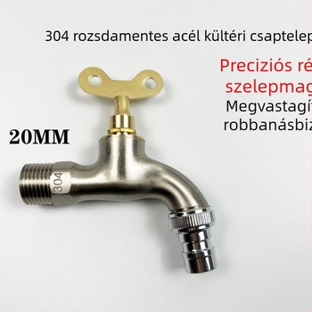 304 rozsdamentes acél zárral és kulccsal zárható csap – falra szerelhető kültéri hidegvíz csap mop mosdóhoz és mosógéphez