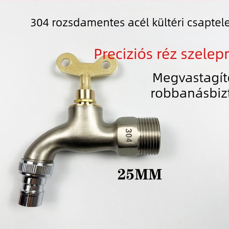 304 rozsdamentes acél zárral és kulccsal zárható csap – falra szerelhető kültéri hidegvíz csap mop mosdóhoz és mosógéphez