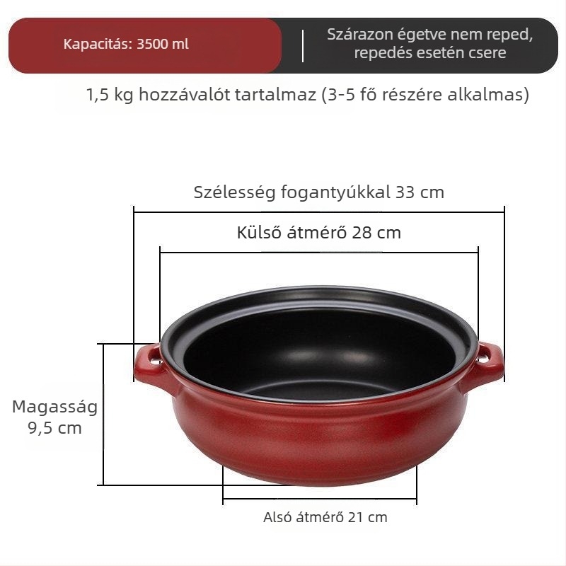 Kerámia fazék indukciós, elektromos kerámia tűzhely és gáztűzhelyekhez; hőálló; kapacitás 3,1–5 L