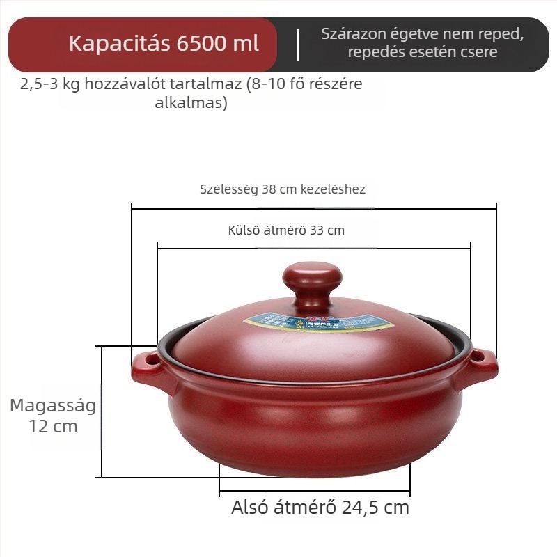 Kerámia fazék indukciós, elektromos kerámia tűzhely és gáztűzhelyekhez; hőálló; kapacitás 3,1–5 L