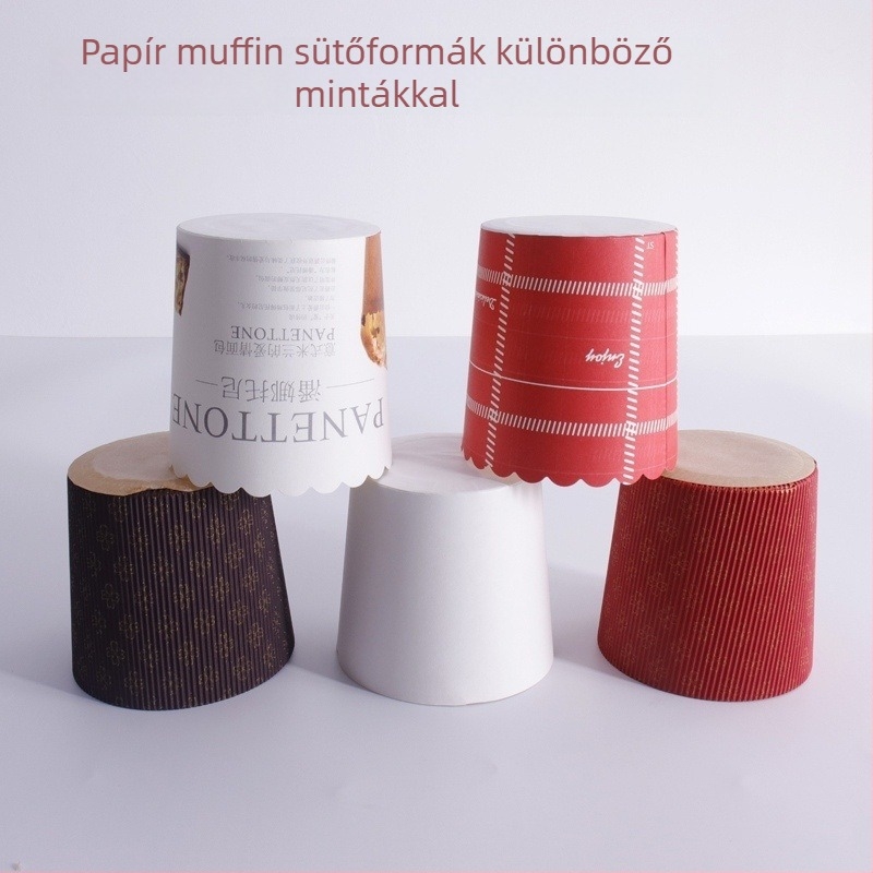 4 hüvelykes kör alakú papírmuffin-sütőforma, magas hőmérsékletnek ellenálló, vastag karácsonyi csomagolópapír alátét