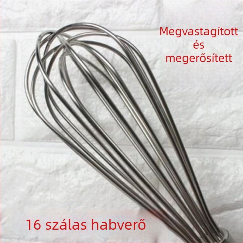 Rozsdamentes acélből készült vastagodott kézi tojáshabosító, háztartási használatra, 16 szálas habverő tojásokhoz és tejszínhez, nagy méret
