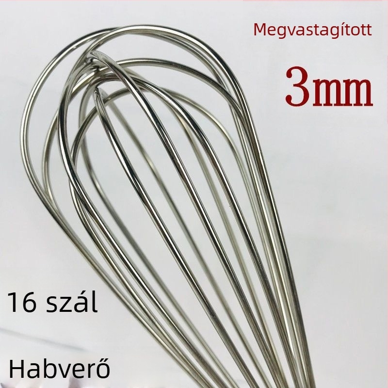 Rozsdamentes acélből készült vastagodott kézi tojáshabosító, háztartási használatra, 16 szálas habverő tojásokhoz és tejszínhez, nagy méret