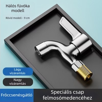 1/4 hüvelykes réz mosógép csaptelep, hosszított kivitel, falra szerelhető, hideg víz, standard otthoni használatra