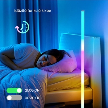 Bluetoothos RGB hangulatvilágítással ellátott állólámpa, saroklámpa USB-tápellátással, alkalmazásvezérlés, nappali és hálószoba