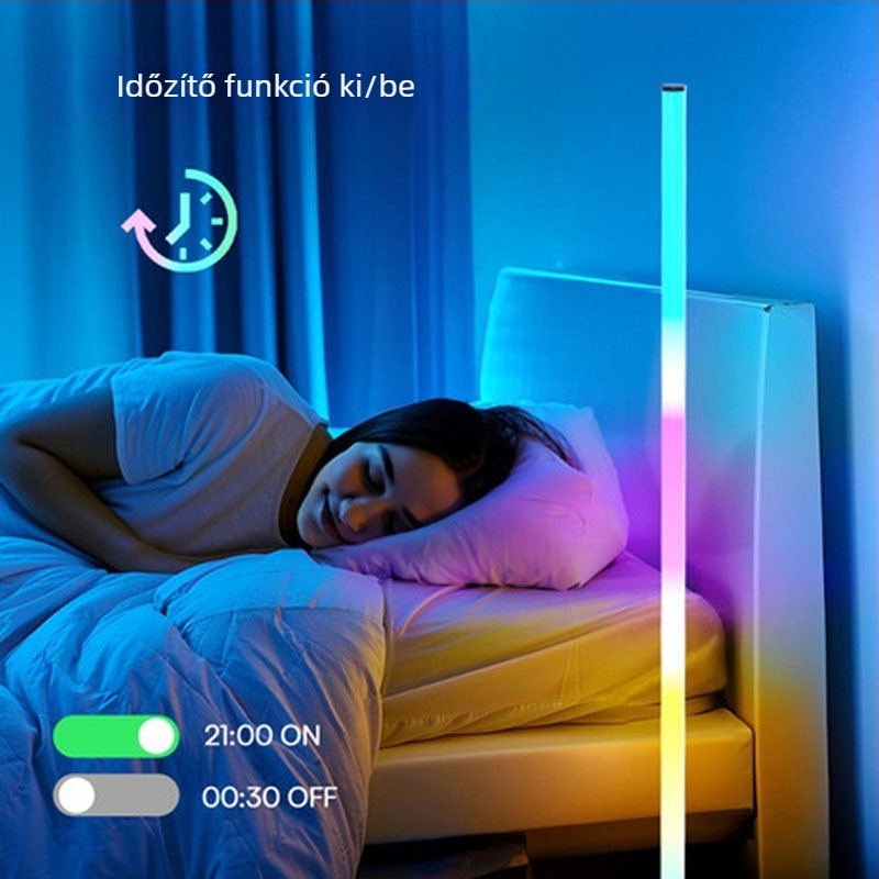 Bluetoothos RGB hangulatvilágítással ellátott állólámpa, saroklámpa USB-tápellátással, alkalmazásvezérlés, nappali és hálószoba