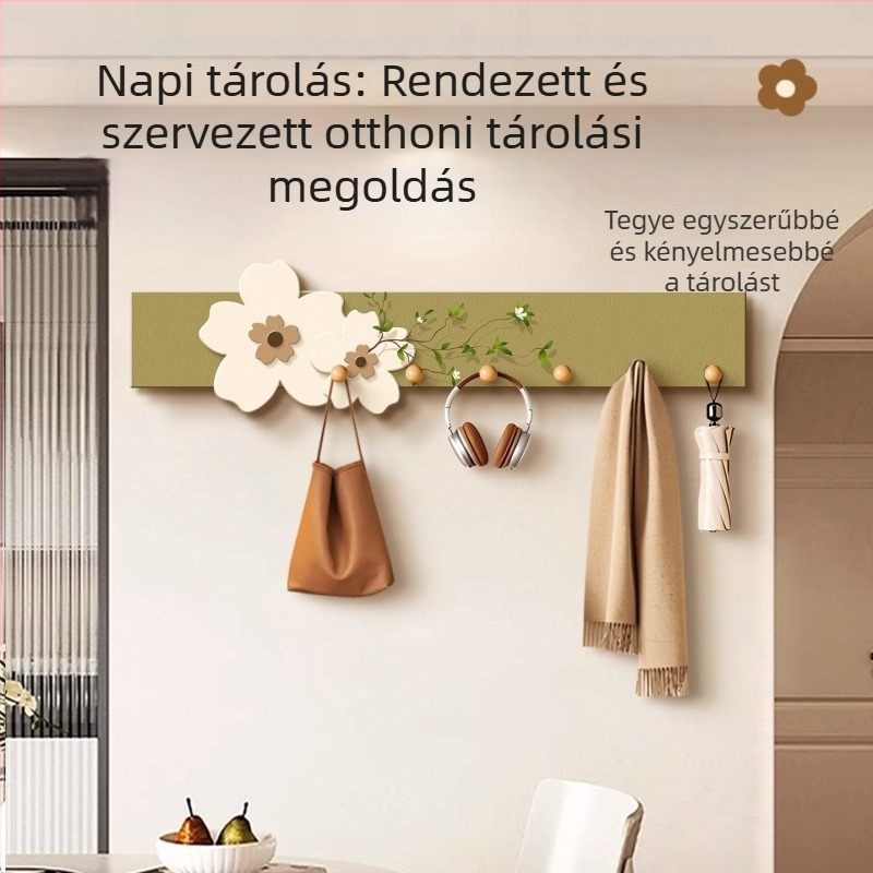 Krémes stílusú bejárati falikép tárolóval, ruhatartóval és kulcstartóval