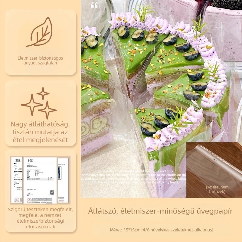 Tiramisu torta csomagolópapír: átlátszó sütőpapír PE bevonattal és olajálló desszert linerrel