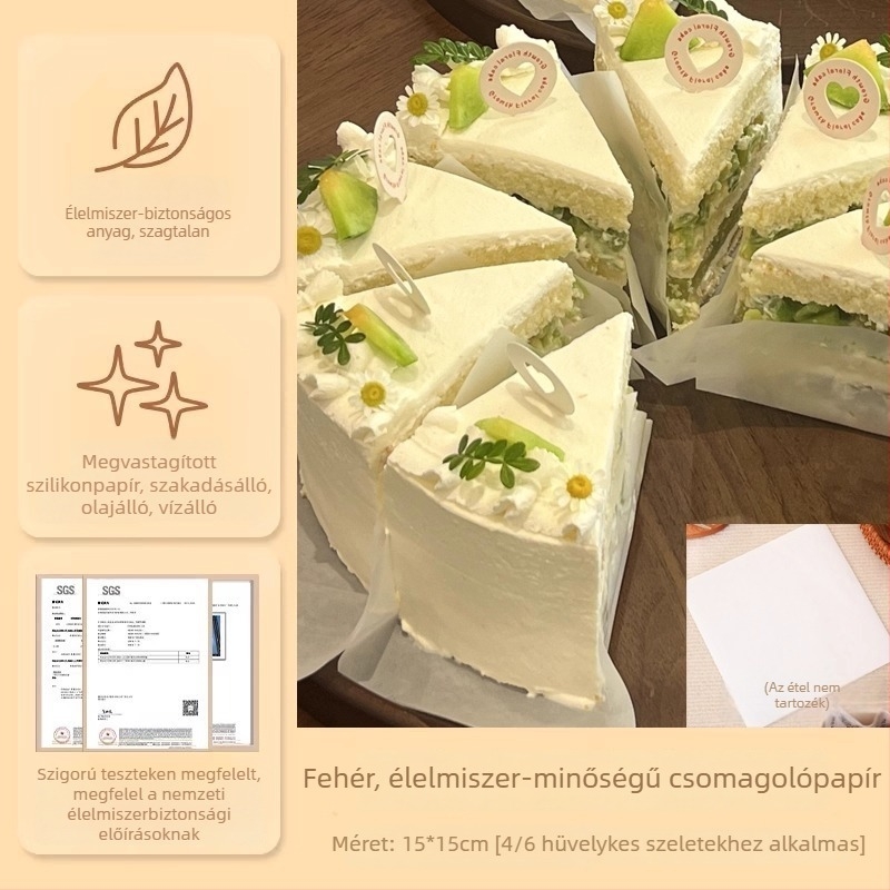 Tiramisu torta csomagolópapír: átlátszó sütőpapír PE bevonattal és olajálló desszert linerrel