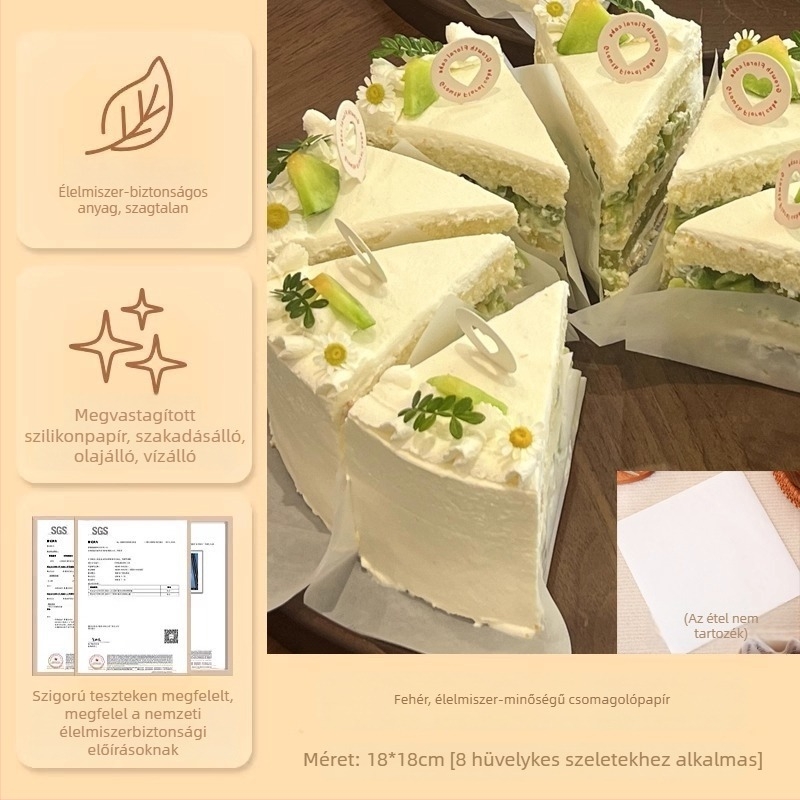Tiramisu torta csomagolópapír: átlátszó sütőpapír PE bevonattal és olajálló desszert linerrel