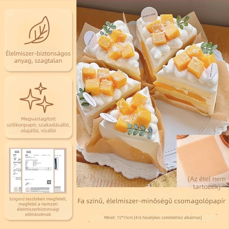 Tiramisu torta csomagolópapír: átlátszó sütőpapír PE bevonattal és olajálló desszert linerrel