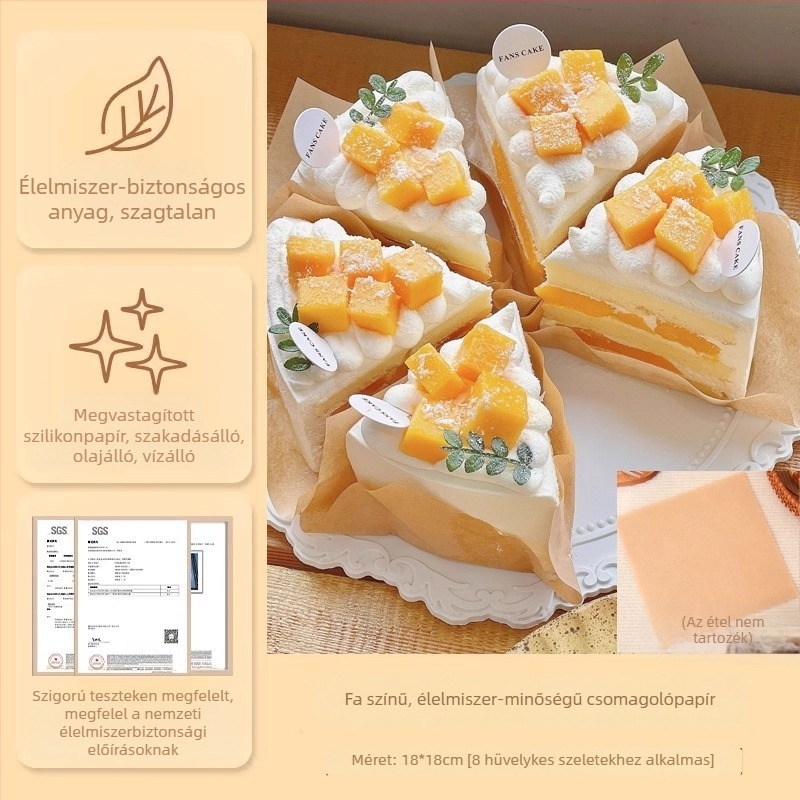 Tiramisu torta csomagolópapír: átlátszó sütőpapír PE bevonattal és olajálló desszert linerrel