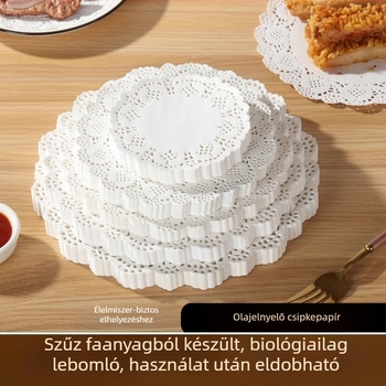 Zsírt felszívó sütőpapír virágos csipke mintával, konyhai használatra, tortákhoz és pizzákhoz