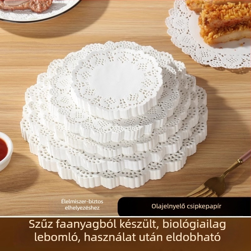 Zsírt felszívó sütőpapír virágos csipke mintával, konyhai használatra, tortákhoz és pizzákhoz