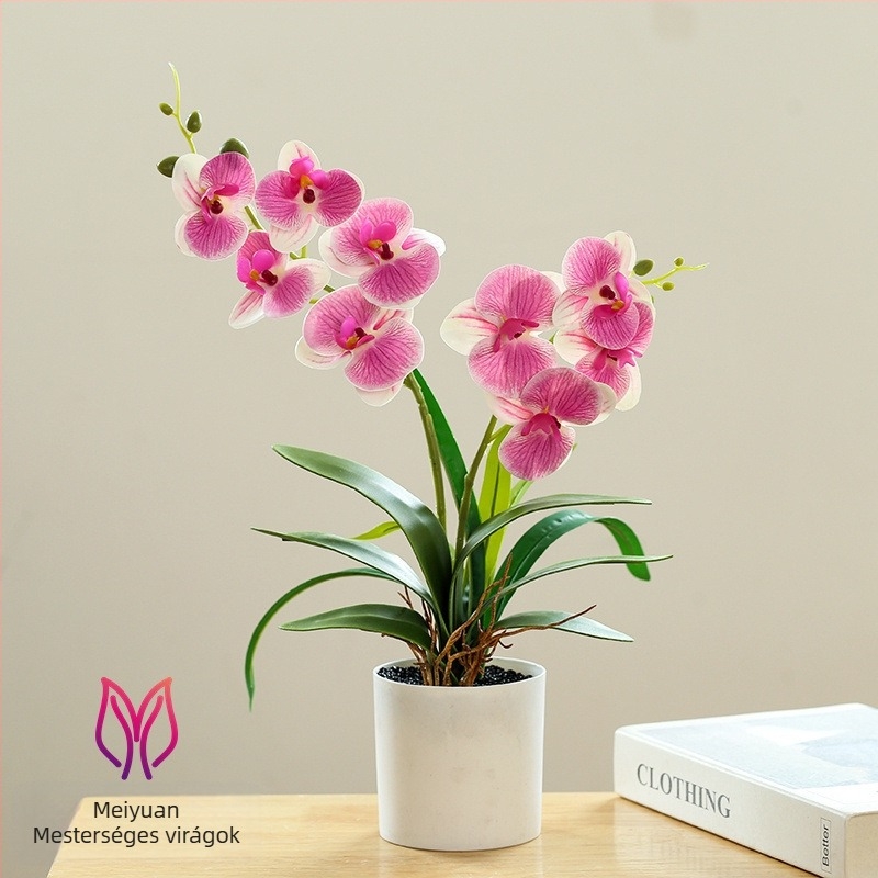 Phalaenopsis bonsaj mesterséges selyem virágokkal beltéri dekorációhoz