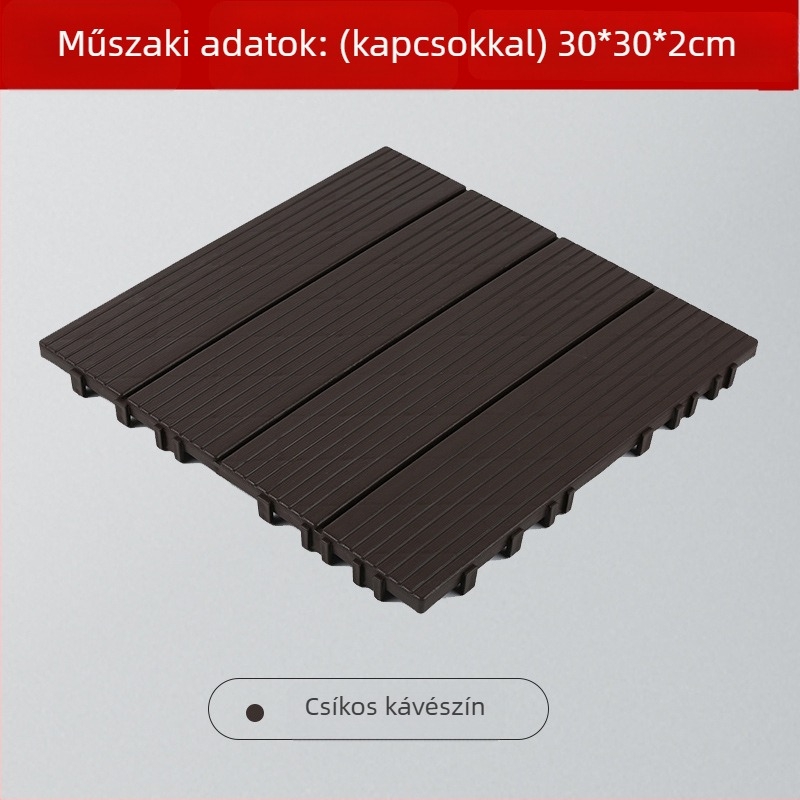 Összekapcsolható PVC padlólapok fa mintázattal, kültéri használatra – terasz és fürdőszoba, vízálló, csúszásmentes, kopásálló