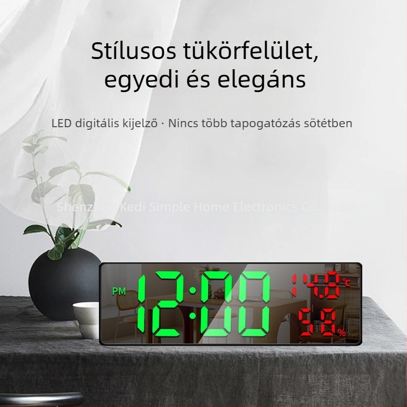 LED ébresztőóra diákoknak és gyerekeknek, digitális csendes asztali ébresztőóra hőmérséklet- és páratartalom mérővel
