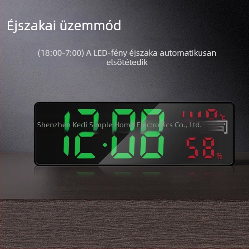 LED ébresztőóra diákoknak és gyerekeknek, digitális csendes asztali ébresztőóra hőmérséklet- és páratartalom mérővel