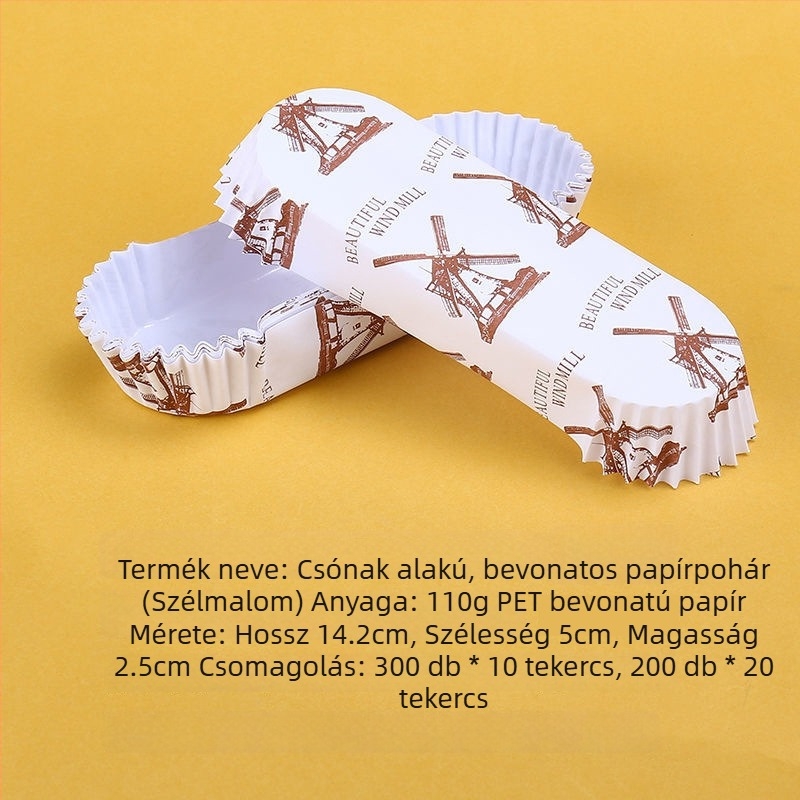 PE bevonatú sütőpapírtálcák muffin- és tortakarikák, olajálló, szélmalom stílusú kialakítás, kenyér alátétek