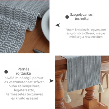 Minimalista japán stílusú jacquard asztalterítő – hosszú futó a tea ceremóniához
